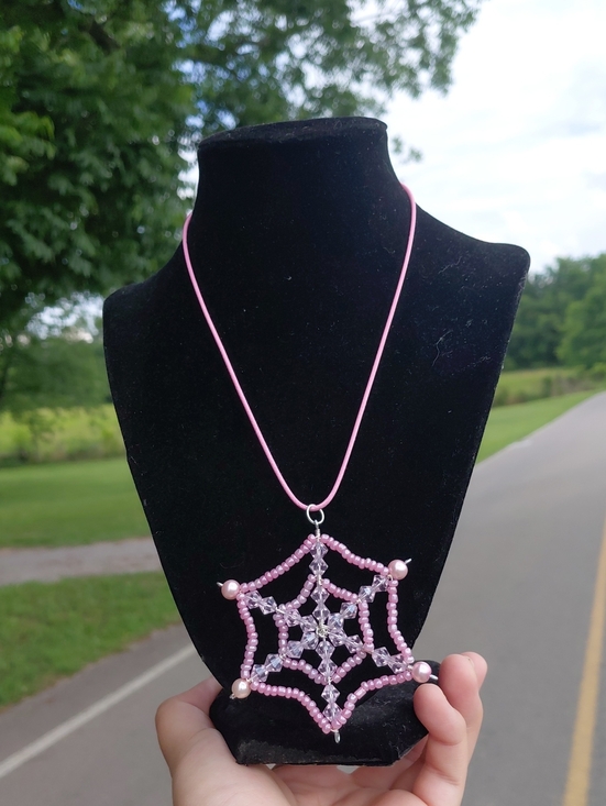 Hand Crafted Jewelry - Handcrafted Beaded Spiderweb Necklace